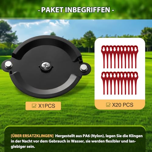 Double Blade Cutting Disc with 20 Blades Compatible with Florabest FRTA 20 A1 Edge Cutter, FAT 18B2, FAT 18B3, Güde 250/18 RT, Parkside PRTA 20-Li A1 - LIDL IAN 311046, Mounting Screws 1 X Cutting Disc, 20 Blades