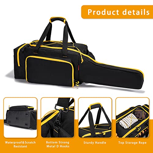 Chainsaw Case, Durable Chainsaw Bag with Removable Spill-proof & Wipe-clean Tray, Chainsaws Carrying Case Compatible with Greenworks, EGO Power+, Dewalt 14''/16''/18'' Cordless Chainsaws & Accessories Black With Yellow