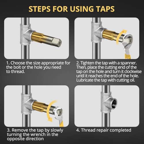 AMTOVL 6-Piece NPT Pipe Tap Set, 1/8" 1/4" 3/8" 1/2" 3/4" 1"