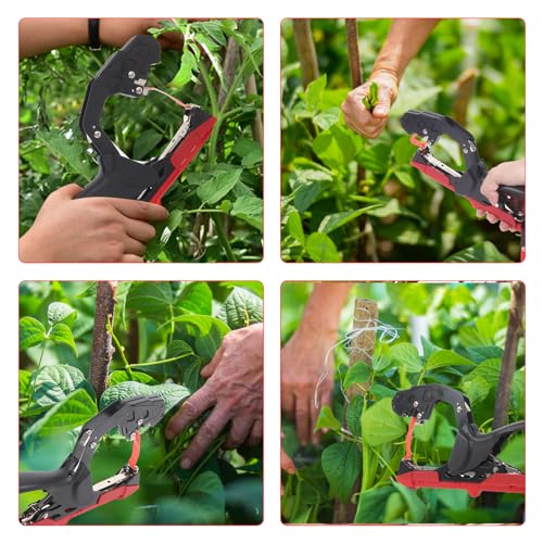 Plant Tying Machine,Plant Vine Tying Machine Tool with 10000pcs Staples 20 Rolls Tape Plant Tape Gun for Grapes Raspberries Tomatoes and Vining Vegetables Tying Tool(red), 8018-1