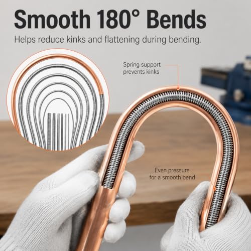Copper Tubing Bender Set, 6 Internal Bending Springs, 43 in, 1/4-3/4 in OD