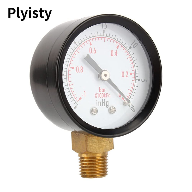 Vacuum pressure gauge, vacuum gauge 2 inch for air compressor water oil gas 1/4" NPT lower bracket MF,0～-30inHg 0～-1bar universal vacuum pressure gauge with 50 diameters 1/4 NPT