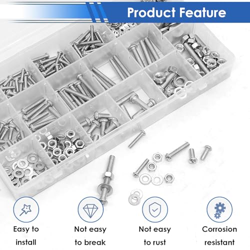 516 Pcs Nuts and Bolts Assortment Kit
