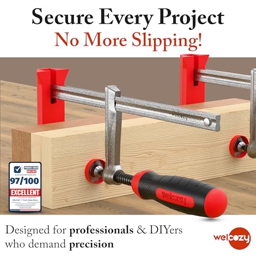 Heavy Duty F Clamps for Woodworking 2 Pack 630 Lbs Clamping Force, Table Saw Fence, Joiner Tool, Bench, Drill Press – Rubber Tips Scratch-Resistant, Ideal for DIY Projects & Saw Rail