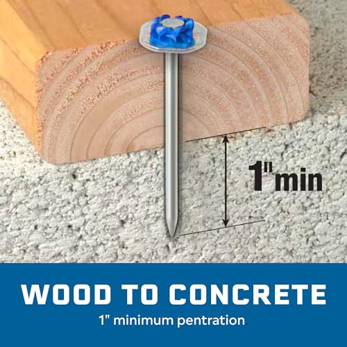 Tapcon 3 Inch Corrosion Resistant Powder Actuated Drive Pin, 100 PCS, with Washer, for Pressure Treated Wood, Made in the USA, Compatible with Tapcon T22, TP22, HS22, & SA27 Powder Actuated Tools ACQ, With Washer 3"