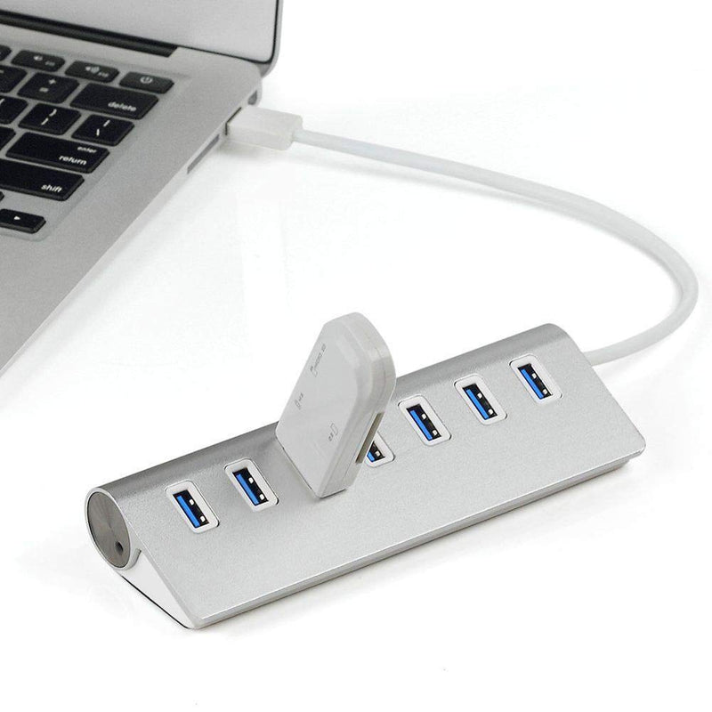 USB Hub,Aluminum 7-Port Compact Portable Super Speed USB 3.0 Data Hub for iMac MacBook PC Laptop