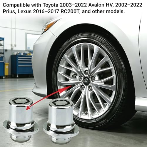 4PCS Wheel Lock Lug Nut Set, M12 x 1.5 Anti Theft Locking Nuts with Wheel Lock Key, Chrome Plated Security Lug Nuts Compatible with Toyota Camry Lexus 00276-00900