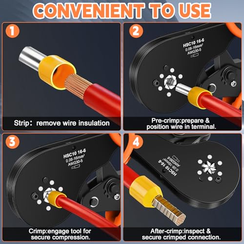 Ferrule Crimping Tool Kit with 2050PCS Connectors,AWG 30-5 2050