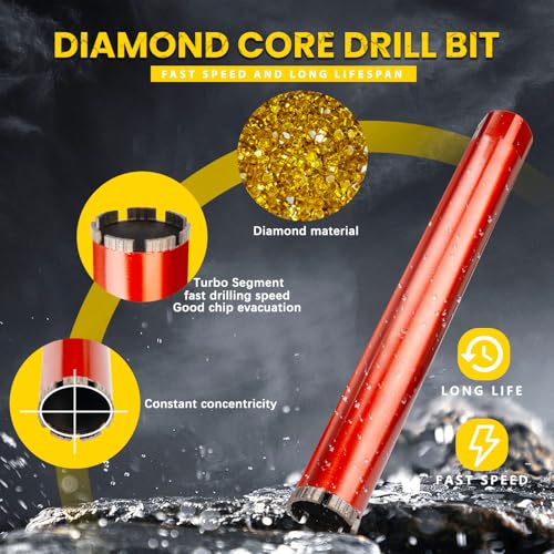 RDT 2" Diamond Drill Core Bits for Concrete Masonry Brick and Stone, Laser-Welded Wet Drill Bit, 14" Drilling Depth, 1-1/4"-7 Arbor, for Construction & DIY Home Renovation 2 inch Upgraded