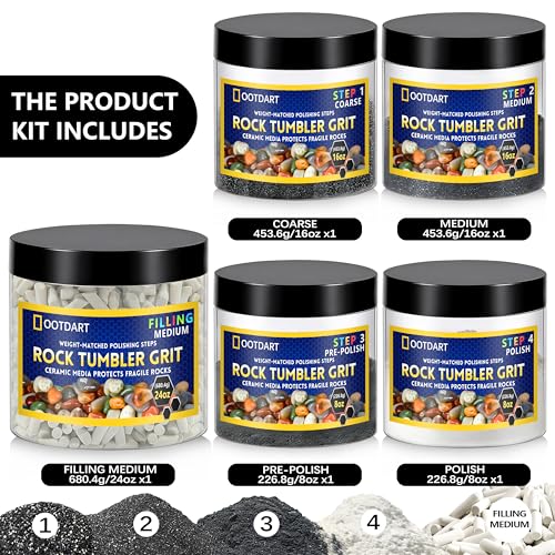 Rock Tumbler Grit and Polish Refill & Ceramic Tumbling Filler Media - Silicone Carbide Polisher Grit - Rock Polish Supplies & Accessories