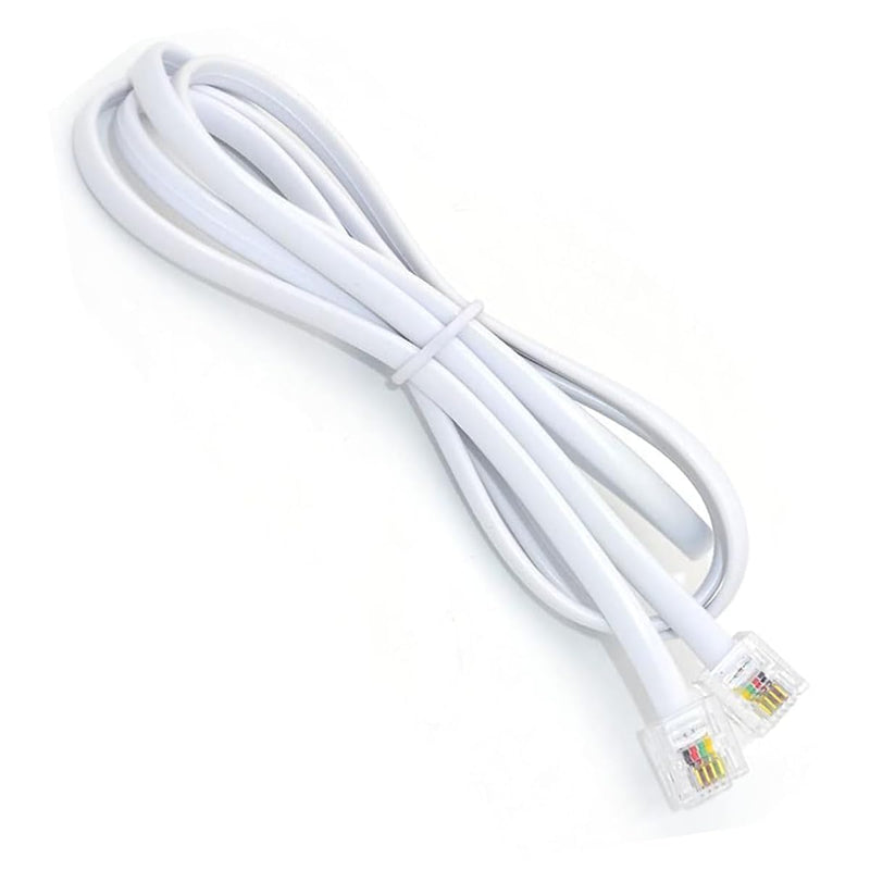 NEORTX 5ft White RJ11 Male to Male Telephone Cable for Landline, Fax, Modem & Answering Machine
