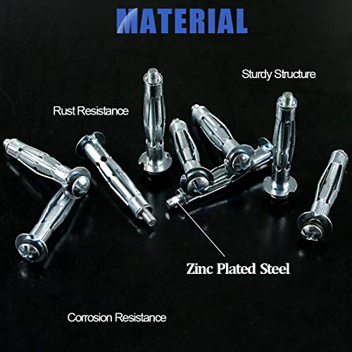 Glarks 30Pcs 5x52MM Heavy Duty Zinc Plated Steel Molly Bolt Hollow Drive Wall Anchor Screws Set for Drywall, Plaster and Tile (M5x52) hollow wall anchor