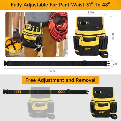 16-Inch Heavy Duty Tool Bags + 13-Pockets Tool Belts for Men,2 in 1 Tools Tote with Detachable & Adjustable Utility Work Belt for Dad,Mechanic,Electrician,Carpenter,Construction