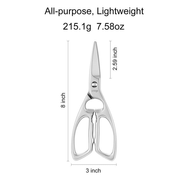 LIVINGO Heavy Duty Kitchen Scissors - Multi-function Dishwasher Safe Stainless Steel Forged Come Apart Utility Shears All Purpose for Cutting Food, Meat, Poultry, Vegetable, Nutcracker C - Kitchen Scissors