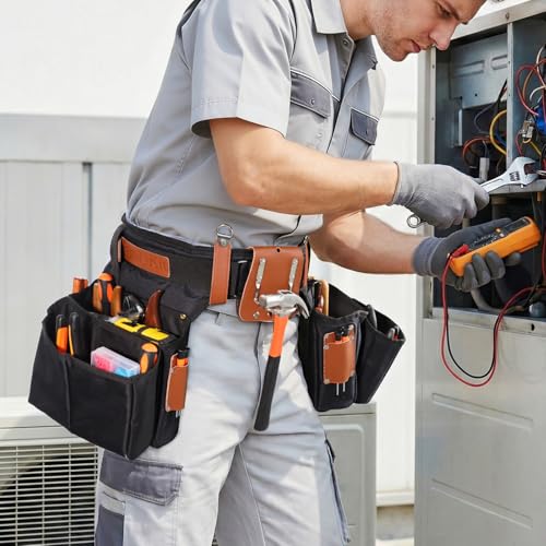 FamilyKit PU Leather Tool Belt, Heavy Duty Construction Tool Belt