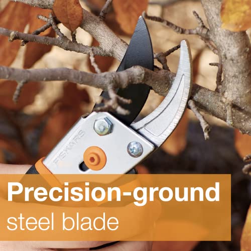 Bundle of Fiskars Bypass Pruning Shears, 5/8-Inch Cut Capacity + Trowel for Digging and Planting + Ergo Cultivator for Digging, Aerating Soil, and Weeding