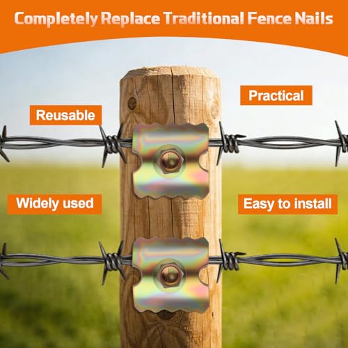 200 Pcs Fence Staples for Wire Reusable Barbed Fence Fasteners Nails for Mesh and Woven Fencing, Metal Grid, Quick Installation with Electric Drill (2 Inch) 200 2 Inch