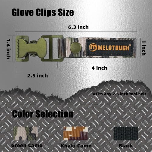 MELOTOUGH Pocket Tool Pouch Tool Belt Pouches with Belt Clip Utility Mini Tool Organizer Pouch,Glove Clip Tactical Glove Clips Work Glove Holders Strap with Alligator Clip for Tool Belt,Tool Bag