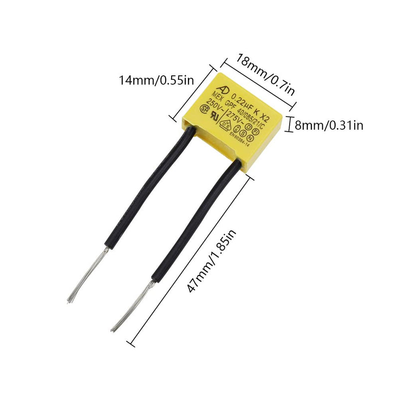 BlueXP Pack of 4 LED suppressor capacitors for flashing safety capacitors, non-outgoing LED lamp suppressor capacitor 0.22µF 275V X2 Radial