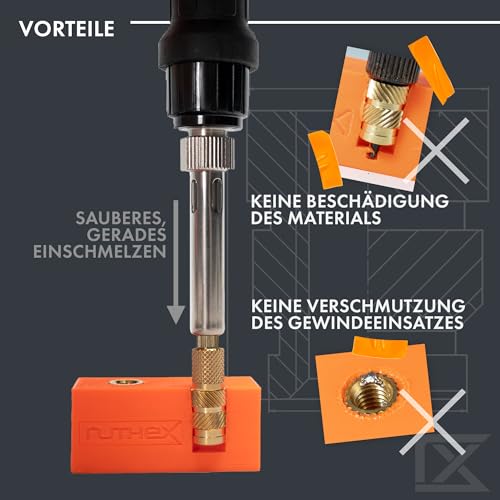 ruthex 7x Soldering Tips/Melting Aid Set - Soldering Iron Tips for ruthex Thread Inserts M2 / M2.5 / M3 / M4 / M5 / M6 / M8 - #2-56/ #4-40/ #6-32/ #8-32/ #10-24/1/4 Inch with Soldering Iron Adapter 900M/T 18