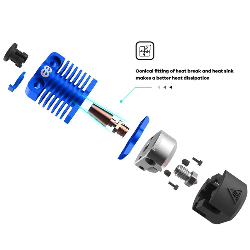 All Metal Dragonfly HOTEND BMS Phaetus Ender 3 Upgraded Hot End Printhead | Bimetal Heatbreak Plated Copper Nozzle, Heater Block for Upgrade CR10 Ender 3s Ender 3 Pro V2 CR-10 Ender 5 Pro 3D Printer