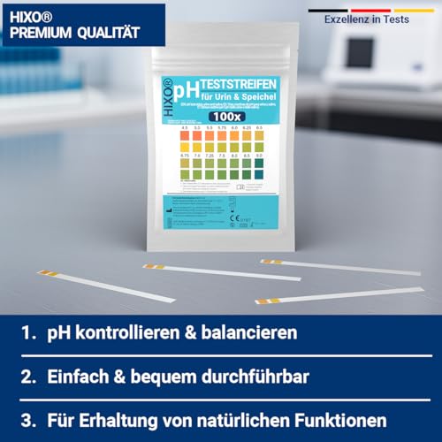 100 x pH Test Strips for Urine & Saliva - Measure pH 4.5-9.0 - pH Paper for Diet & Health - Acid Base Balance Determination
