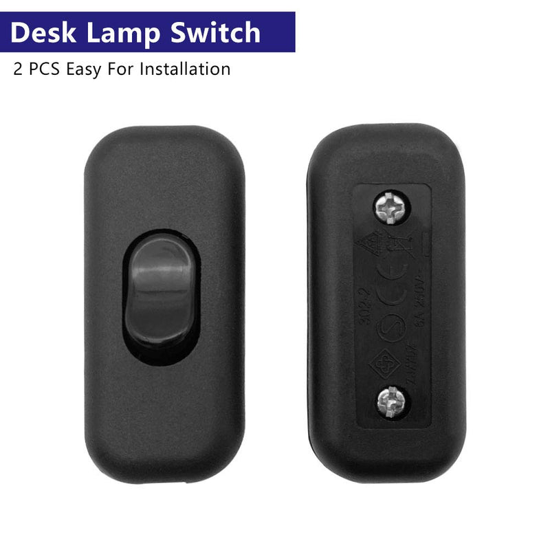 GZGXKJ Pack of 2 black inline switches, intermediate switches, lamp switches for 2-wire and 3-wire supply lines and connection cables, cord intermediate switches, small appliances or lamps