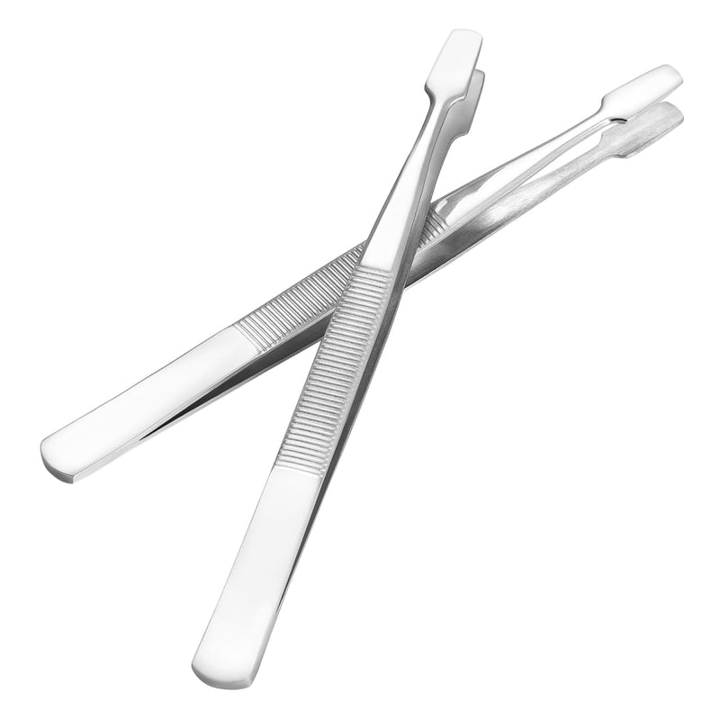 iplusmile Stamp Tweezers Pack of 2 Nickel-Plated 4.33 in / 11.00 cm with Round Flat Tip for Philately Stamp Collectors and Precise Picking of Stamps, Beads and Fine Objects