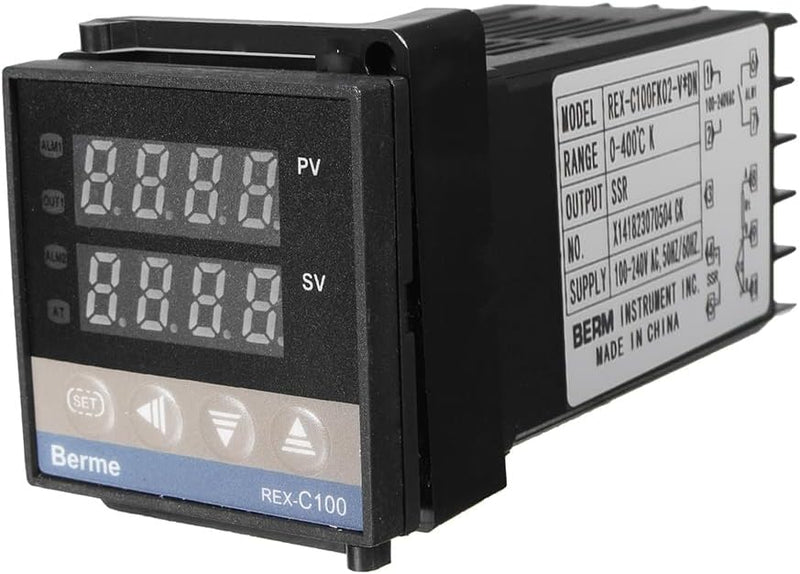WANGCL Digital PID Controller Intelligent Thermostat with 25A SSR Relay Type K Thermocouple for Electric Power Chemical Industry Holding Tanks Ovens - 0-1300℃