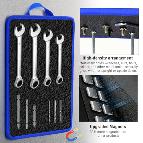 Magnetic Tool Mat Set with handles, 12.8" x9.5" Magnetic Tool Organizer Blue with handles
