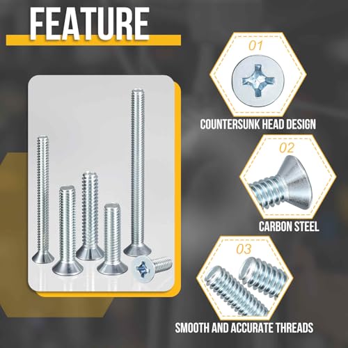 DTGN 1/4"-20x2 Phillips Flat Head Machine Screw Zinc Plated 100pcs 1/4"-20x2" Blue-tinged Silver 100