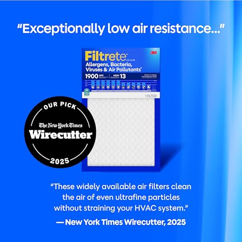Filtrete 20x24x1 Air Filter, MERV 13 MPR 1900, Allergens, Bacteria, Viruses & Air Pollutants, 3-Month AC/Furnace Filters, Cleaner Air Reliable Airflow, 2 HVAC Filters(Act Size 19.81x23.81x0.78 in)