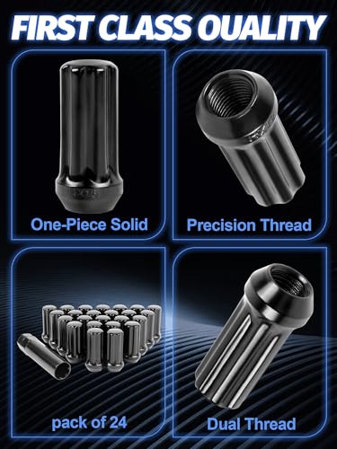 M14x1.5 Spline Lug Nuts 24 Pcs Closed end with 1 Socket Key 14x1.5 24 PCS, 2.01 in