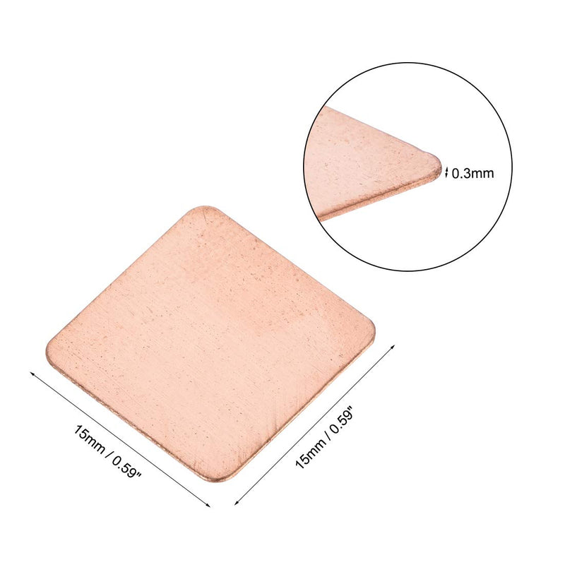 sourcing map 20pcs. Flat IC Chipatz Thermal Copper Heatsink for CPU GPU RAM 15x15x0.3mm