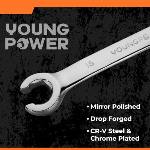 YOUNGPOWER 12-Piece Flare Nut Wrench Set, Brake Line Wrench Set