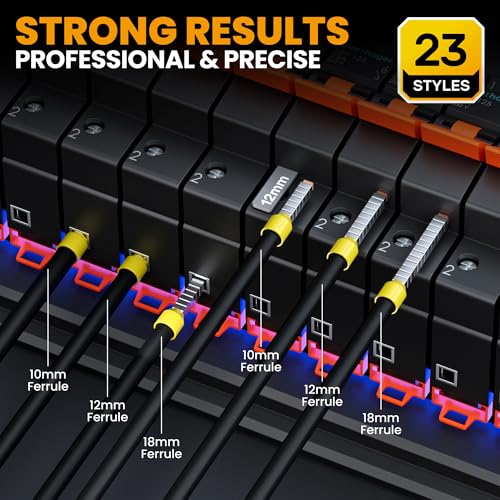 SOMELINE Ferrule Crimping Tool Kit, AWG 24-8 with 23 Sizes Wire Ferrules 23 Sizes Crimp Tool Set