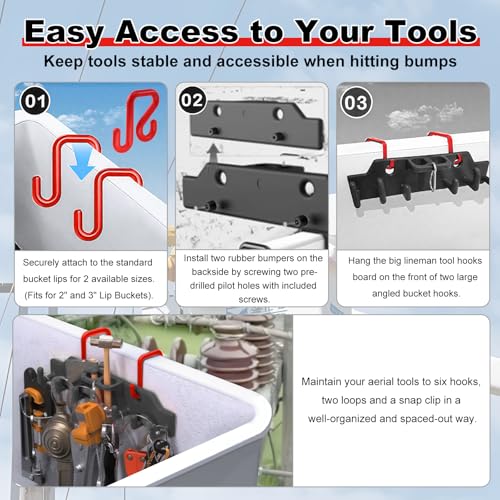CNQLIS Lineman Tool Board Bucket Truck Tool Organizer Black Lineman tool board + Red bucket hook