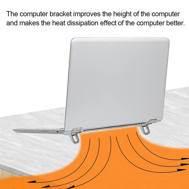2Pcs Self-Adhesive Keyboard Stand for Desk, Adjustable Laptop Stand Riser Feet, Aluminum Portable Laptop Kickstand Aluminum Stable for MacBook, 10-18" Laptop, iPad(Silver) Silver