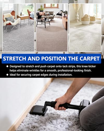 Carpet Knee Kicker Tool Kit with Carpet Tucker, Stretcher Tools for Carpet Stretching and Tucking with Anti-slip Gloves for Carpet Installation Work