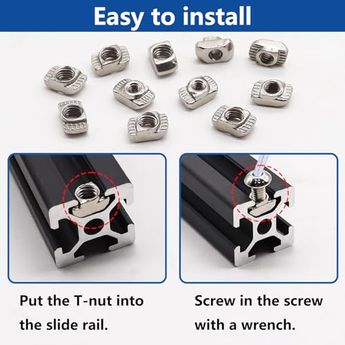 30 Sets 1/4-20 x 3/4" Furniture Screw Threaded Wood Inserts, Screw-in Nuts 1/4-20 x 19/32" Furniture Bolts + 260PCS M3 M4 M5 T Slot Nuts Screws Kit
