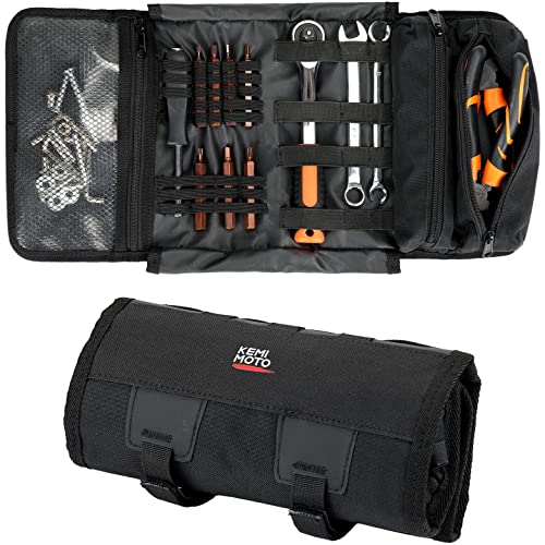 KEMIMOTO Universal Motorcycle Tool Bag + Handlebar Tool Bag with Detachable Phone Bag fits Most Motorcycle