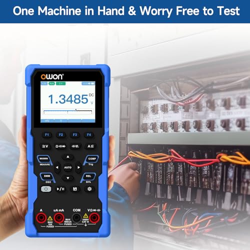 OWON HDS120 Oscilloscope 2 in 1 1MHz Handheld Multi Functional Oscilloscope Multimeters, 20000 Counts Digital multimeter 2.8 inch IPS screen Display Universal Test Instrument (oscilloscope+multimeter)
