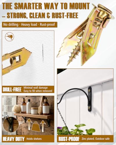 420pcs 4 Sizes Self Drilling Drywall Anchors with Screws Kit, Heavy Duty Zinc Alloy Hollow Wall Anchors, Sheetrock Plasterboard Anchors 0.47x1.18inch, No Drill Self Tapping Dry Wall Screw Anchor Set