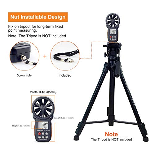 BTMETER Digital Anemometer Barometer Handheld BT-100WM Wind Gauge CFM Wind Speed Meter for Wind Speed Temperature Wind Chill Tester with Moisture, Altitude, for Drone Flight HVAC