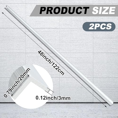 Blulu 2 Pcs Aluminum Angle Iron, 48" Long X 3/4" Wide X 1/8" Thick 48" Long X 1/8" Thick
