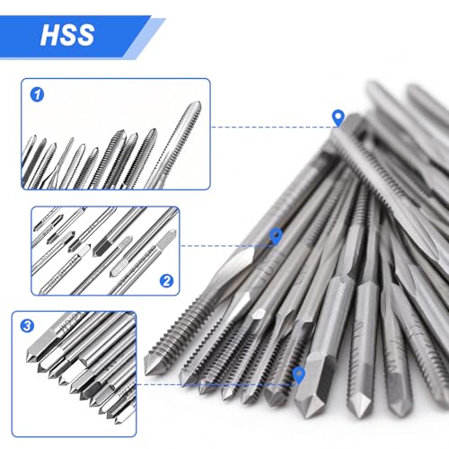 10 pieces M1 to M3.5 mini tap set, M2 thread cutter made of high-speed steel, standard tap set for machining nuts on machine tools