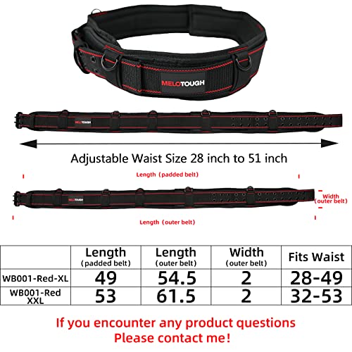 MELOTOUGH Padded Tool Belt with D ring + Quick Release Work Belt 1.5 Inch Web Work Tool Belt