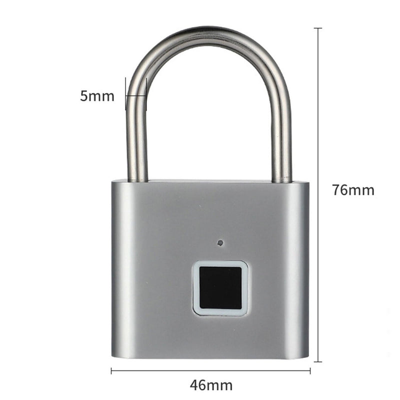 Fingerprint Padlock, Locker Lock, Keyless Biometric Padlock Fingerprint Lock Combination Gate Locks for Outdoor Storage Gym Lock USB Rechargeable - Silver Silver with 20 Fingerprint