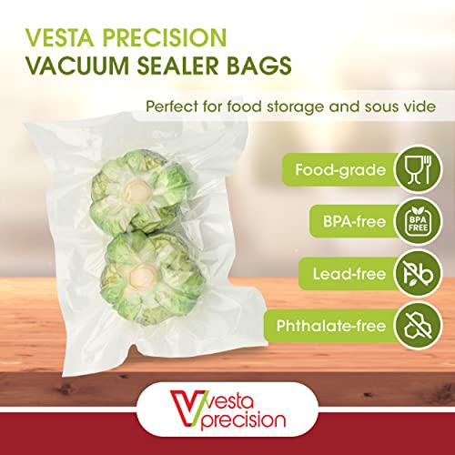 Zipper Vacuum Seal Pouches by Vesta Precision - Clear and Flat Vacuum Sealer Bags with Zipper and Valve - Designed for Handheld Vacuum Sealers - 15 Vacuum Bags per Box (28x40 cm) 11 x 16 inches