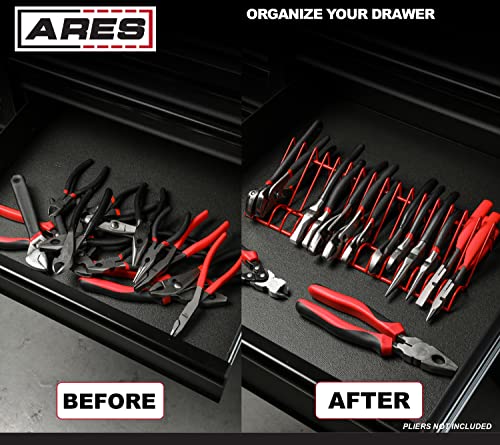 ARES 62004 2-Pc Black 10-Slot Plier Rack Set - Tool Drawer Organizer 2-Piece 10-Slot Plier Rack Set